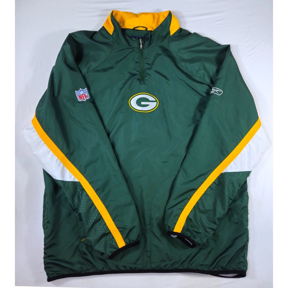 Mens Reebok NFL Green Bay Packers Authentic Sideline Quarter Zip Windbreaker 2XL